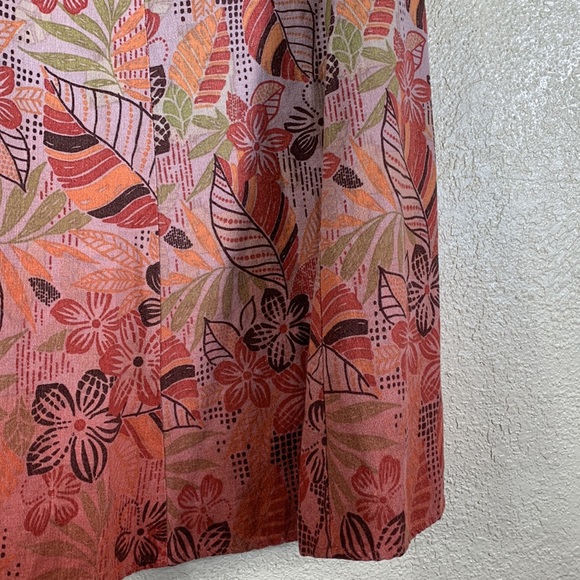Axcess Liz Claiborne Skirt Floral Tan Orange Brown size 10 Viscose/Linen Blend - Picture 8 of 14